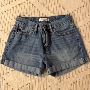 KanCan Women's Light Blue Rolled Hem Denim Shorts